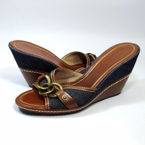 Cole Haan denim chain wedge sandal. 90’s Y2K Britney Spears Paris Hilton vintage - Picture 1 of 13